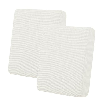 Easy-Going Stretch Individual Loveseat Couch Cushion Cover Sofa Cushion Furniture Protector Sofa slipcover Soft Flexibility with Elastic Bottom (2-piece Loveseat Cushion Cover, Cream) - color: Cream, size: 2-piece