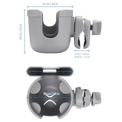 Accmor Stroller Cup Holder with Phone Holder, Bike Cup Holder, Universal Cup Holder for Uppababy Nuna Doona Strollers, 2-in-1 Cup Holder for Walker, Wheelchair, Scooter - color: All Grey