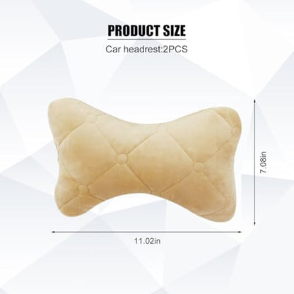 2PCS Car Headrest Pillow, Comfortable Ergonomic Design Vehicle Seat Neck Pillow for Driving Fatigue Relief, Soft Breathable Automotive Interior Head Rest Cushion Pad, Universal Fit (Beige) - color: Beige