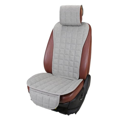 Suninbox Car Seat Covers Front Seat Only,Cloth Car Seat Covers,Linen Car Seat Protector Universal Fits Most Automotive,Vans,SUVs,Trucks Gray - color: A Gray Backrest