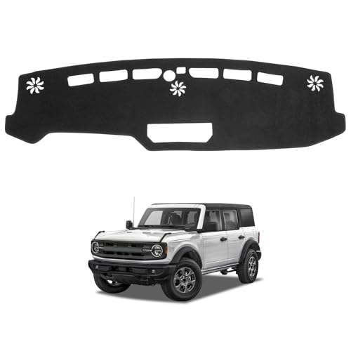 Dash Cover Mat Compatible with Ford Bronco 2021 2022 2023 2024 2025 (Not for Sport) Car Interior Dashboard Cover Mat Nonslip Dashmat Sunshade Glare UV Rays Protector Accessories Custom Fit - size: Compatible with Bronco 2021-2025 (Not fit sport)