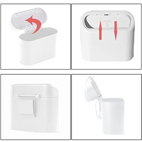 Mini Car Bin with Lid and 2 Trash Bags - White, Cute Car Accessory for Storage and Organization, Small Trash Can for Kitchen, Bedroom and Office - size: Car Trash Can - White with 2 Trash Bags