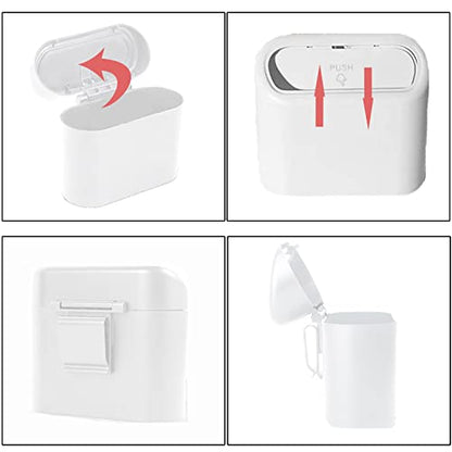 Mini Car Bin with Lid and 2 Trash Bags - White, Cute Car Accessory for Storage and Organization, Small Trash Can for Kitchen, Bedroom and Office - size: Car Trash Can - White with 2 Trash Bags