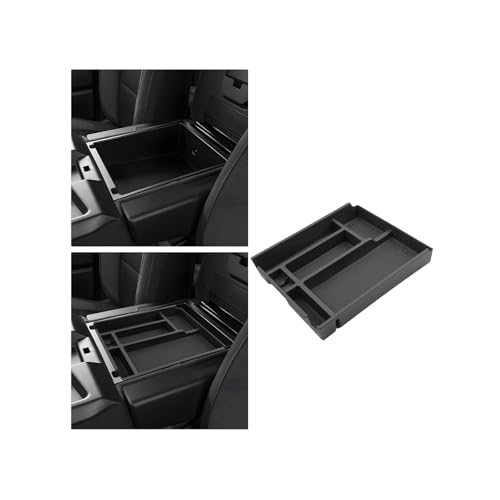 for Center Console Tray Compatible with 2019-2026 Chevy Silverado 1500& 2020-2026 Silverado 2500HD 3500HD (Split-Bench Folding Seat) Armrest Storage Box Console Organizer ABS Materials - color: (19-26)Split Bench Folding Seat-1Pcs-Black