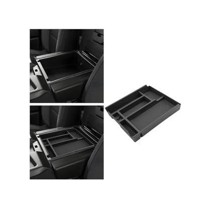 for Center Console Tray Compatible with 2019-2026 Chevy Silverado 1500& 2020-2026 Silverado 2500HD 3500HD (Split-Bench Folding Seat) Armrest Storage Box Console Organizer ABS Materials - color: (19-26)Split Bench Folding Seat-1Pcs-Black