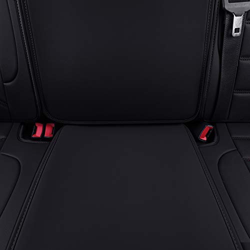 LUCKYMAN CLUB Rear Silverado Seat Covers Fit for 2007-2025 Chevy Silverado Sierra 1500 2500 3500 Crew,Double,Extended Cab with Water Proof Faux Leather (Black Rear Covers) - color: Black, size: Rear set