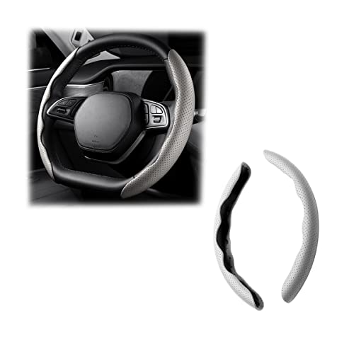 LoyaForba Car Steering Wheel Cover, Universal 15 Inch Leather Segmented Auto Steering Wheel Protector, Anti-Slip and Soft Breathable, Car Interior Accessories for Most Vehicle, SUV, Truck (White) - color: White