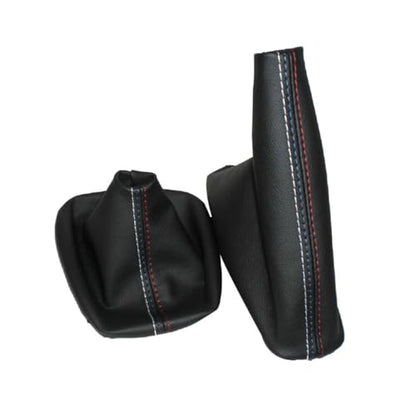 Car Gear Shift Knob Cover + Manual Handbrake Gaiter Boot Leather Cover for BMW 3 Series E30 E34 E36 E46 E46 M3 Z3,Auto Shifter Shift Boot Cover Accessories