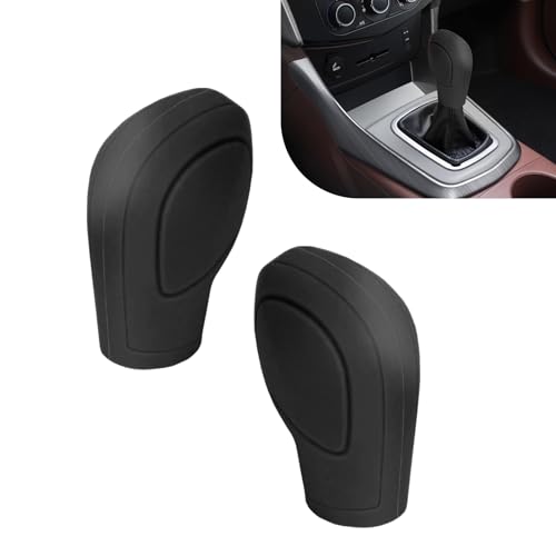 2 PCS Car Gear Shift Knob Cover, Anti-slip and Wear-resistant Automotive Knob Gear Shift Cover, Soft Silicone Shifter Protector, Universal Interior Accessories, for Most Cars (Black) - color: Black