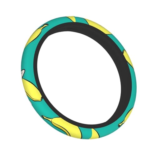 Bananas On Green Steering Wheel Cover,Warm in Winter and Cool in Summer,15 in Universal Accessory for Diverse Car Fashion Elastic Breathable Silicone Anti-Slip Decor Cover for Men Women - color: Bananas On Green