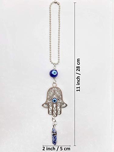 LUCKBOOSTIUM Hand Protection Amulet Car Rearview Mirror Hanging Ornament Evil Eye Charms Accessories Good Luck (2"x11" Blue Spotted Stone) - color: Blue Spotted Stone