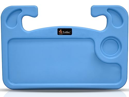 EcoNour 2 in 1 Car Steering Wheel Desk | Steering Wheel Tray for Laptop Car Mount with Pen Holder | Car Food Tray for Eating with Drinks Holder | Multipurpose Travel Car Accessories | Blue - size: Medium-Blue