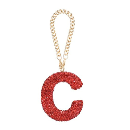 MECCANIXITY Bling Car Letter Charm, Initial C Letter Interior Car Rear View Mirror Decoration Hanging Crystal Ornaments for Women Bags Water Cup DIY Craft, Red - style: Letter C