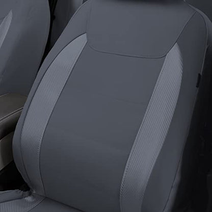 Flying Banner car seat Covers Protects Water Proof Faux Leather Carbon Fiber Front and Rear Bench Split 40/60 50/50 60/40(Gray Gray, Full Set - 8PCS) - color: Gray Gray, size: Full Set -- 8PCS
