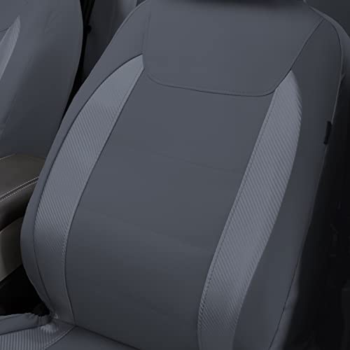 Flying Banner car seat Covers Protects Water Proof Faux Leather Carbon Fiber Front and Rear Bench Split 40/60 50/50 60/40(Gray Gray, Full Set - 8PCS) - color: Gray Gray, size: Full Set -- 8PCS