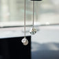 Creative Hanging Dice with Dots Car Metal Pendant Rear View Mirrors Charms Ornament (Silver) - color: Silver
