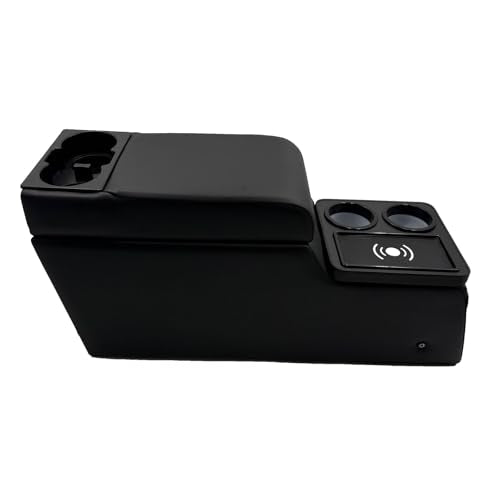 Truck Center Console Truck Seat/Bench Organizer with Wireless Charging and Holder Cups for Jeep CJ5 1976-1983,Jeep CJ7 1976-1986,Jeep Wrangler(YJ) 1987-1995 (Black) - color: Black