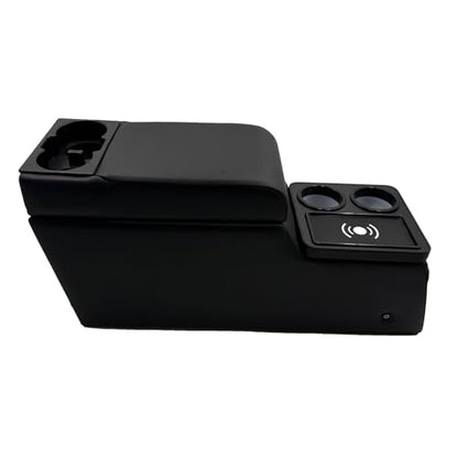 Truck Center Console Truck Seat/Bench Organizer with Wireless Charging and Holder Cups for Jeep CJ5 1976-1983,Jeep CJ7 1976-1986,Jeep Wrangler(YJ) 1987-1995 (Black) - color: Black