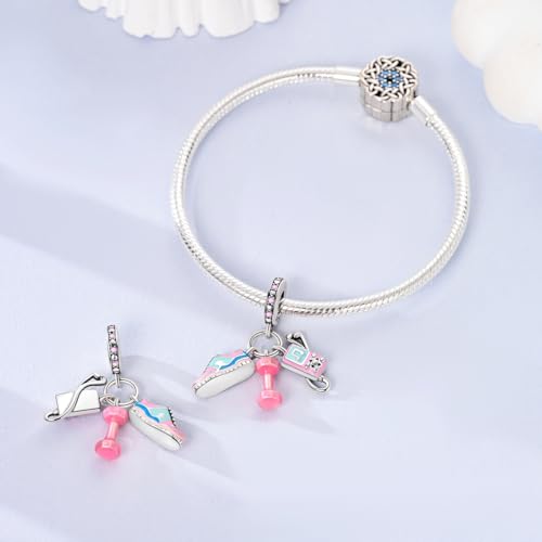 NARMO Charms for Bracelets 925 Sterling Silver Star Dangle Charms Car Keys Lipstick Dangle Charm Beads for Women Bracelets Necklace - color: Sneakers