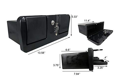 Pactrade Marine Boat Pontoon Yacht Storage Compartment Durable Standard Lightweight Lockable ABS Locking Plastic Glove Box Black Spacious with Keys (Black, with 2 Cup Holders & Keys) - style: Black, With 2 Cup Holders & Keys