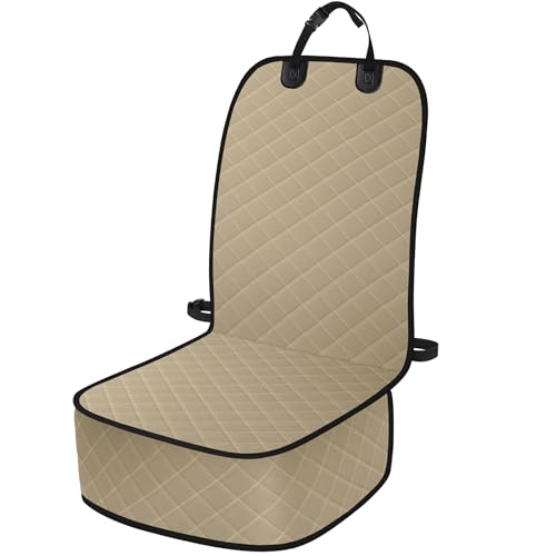 ELONGRIVER Dog Car Seat Covers, Waterproof Front Seat Cover for Dogs, Scratch-Proof, Nonslip Pet Passenger Seat Cover Protector, Universal Fit for Cars Trucks SUVs, Standard Size, Khaki - color: Khaki, size: Standard Size (1 Pack)