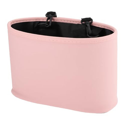 Car Trash Can Portable and Hanging 10.2" Length 4.3" Width 6.7" Height Trash Bin Faux Leather Pink 1 Pcs - color: Pink