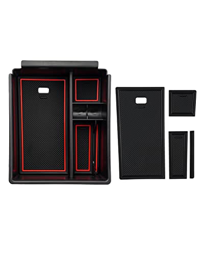 Autorder Center Console Organizer for 2022 2023 2024 Hyundai Tucson Accessories Armrest Storage Box Secondary Insert Tray with 2 Color Mats - size: 2022-2024 Hyundai Tucson