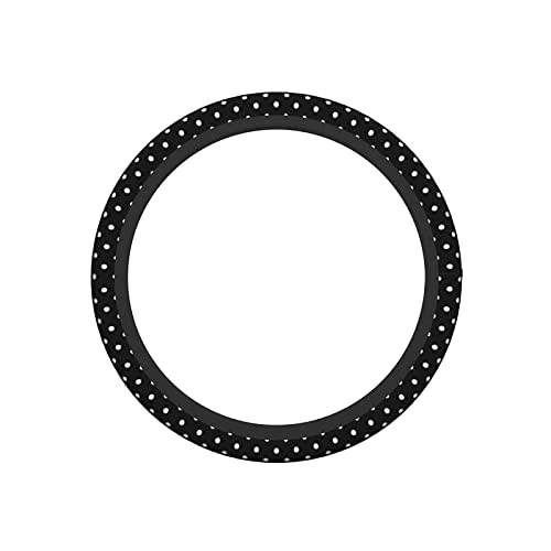Black and White Polka Dot Steering Wheel Covers Non Slip Neoprene Steering Wheel Protector Universal 15 inch for Women Men - color: Black19