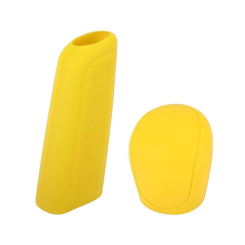 X AUTOHAUX Car Handbrake Cover Gear Shift Knob Cover Car Shifter Protector Set Universal Silicone Yellow