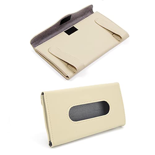 Khaki Car Tissue Refill Holder for Sun Visor, Hanging Tissue Clip, PU Leather - color: Classical Style, Khaki