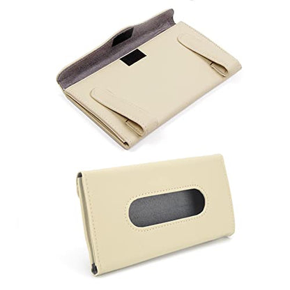 Khaki Car Tissue Refill Holder for Sun Visor, Hanging Tissue Clip, PU Leather - color: Classical Style, Khaki