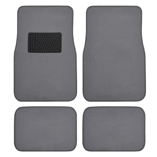 BDK Premium Medium Gray Carpet Floor Mats for Cars - Universal Fit Interior 4-Piece Car Mats Full Set with Vinyl Heel Pad Protector - Cute Car Accessories Interior Floor Covers for SUVs & Trucks - color: Medium Gray