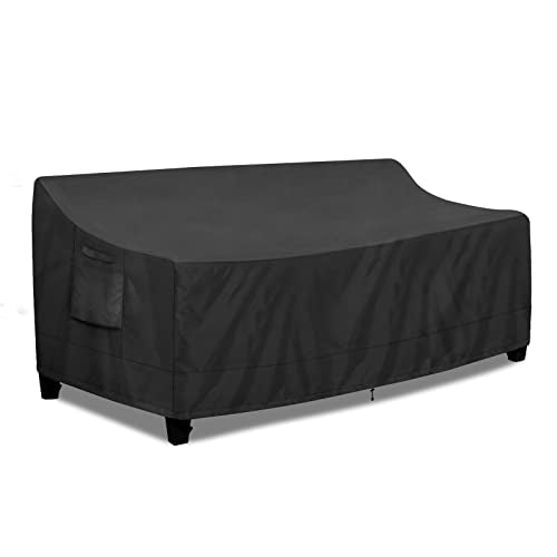 PureFit Outdoor Couch Cover Waterproof Patio Sofa Furniture Covers, 3-Seater Outdoor Cover with Air Vent and Handles, 85W x 35D x 35H Inches, Black - color: Black, size: 85"w X 35"d X 35"h