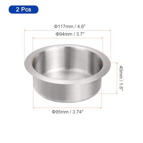 uxcell 2 Pcs 201 Stainless Steel Drop-in Cup, 1.6" x 4.6" Drink Can Holder Poker Table Cup Holder Insert for Sofa Boat Car Marine, Silver - size: 1.6" x 4.6"