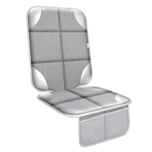 Car Seat Protector for Child Car Seat, Durable 600D Fabric Waterproof Car Seat Cover with Thick Pad Non-Slip Backing，No Imprints (Silver Gray-1 pc) - color: Silver Gray-1 pc