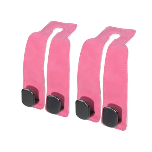 Purse and Bag Hook for Car, Zinc Alloy Seat Headrest Hooks, Upgraded Leather Cute Car Seat Back Purses Hanger and Bags Holder (Pink, 2Pack) - color: Pink