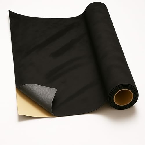 Self-Adhesive Suede Decorative Film for Car - Headliner/Dash/Door/Trunk | Stretchable & Scratchproof Ultra-Fiber Leather | DIY Peel & Stick 17"x72" Pro-Grade Curved (Black, 17"x72") - color: Black, size: 17"x72"