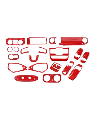 Hoolcar 21Pcs Full Set Interior Decoration Trim Kit for Jeep Wrangler JL JLU Gladiator JT 2024+ Central Control Panel Reading Light Air Conditioning Vent Cover Trim, Red - color: Red