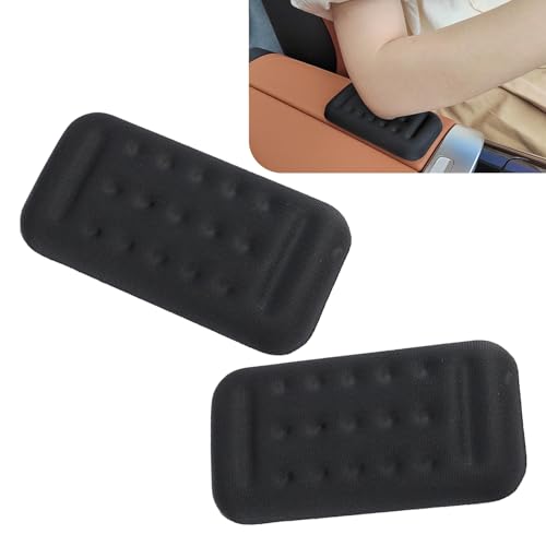 2 PCS Car Arm Rest Elbow Pads, Arm Rest Cushion with Memory Foam Pad for Arm Support, Universal PU Non Slip Auto Armrest Pad, for Most Cars, Trucks, SUVs (Black)
