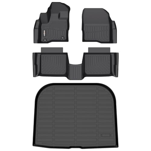GINOWY-Floor Mats & Cargo Liner for Ford Taurus 2010-2019, TPE All Weather Taurus Car Mats, Custom Non-Slip Trunk Mat Floor Liners Waterproof Heavy Duty Taurus Accessories Black - style: 10) for Ford Taurus 2010-2019 Floor Mats