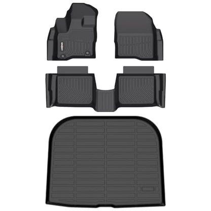 GINOWY-Floor Mats & Cargo Liner for Ford Taurus 2010-2019, TPE All Weather Taurus Car Mats, Custom Non-Slip Trunk Mat Floor Liners Waterproof Heavy Duty Taurus Accessories Black - style: 10) for Ford Taurus 2010-2019 Floor Mats