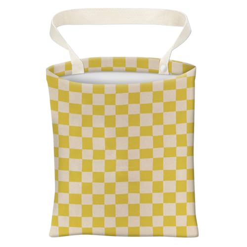 Car Trash Can, Cute Car Trash Bag, Hanging Car Organizer and Storage Bag, Trash Bin for Car Accessories, Vehicle, Travelling, Camping White Yellow Plaid - color: White Yellow Plaid