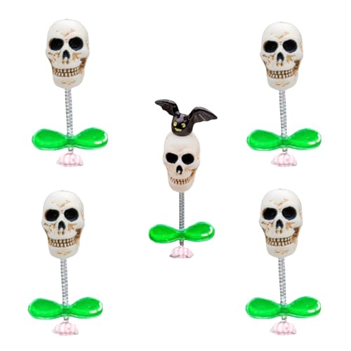 Vibrant Bobblehead Skull Car Decoration for Dashboard - Trendy Halloween Car Interior Ornament (Type 4) - size: type 4