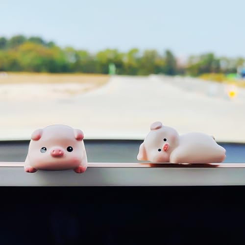 Cute Animal Rear View Mirror Accessories, Car Center Screen Decoration Dashboard Ornament, Car Accessories Interior for Women/Men Computer Monitor Decor - style: Piggies