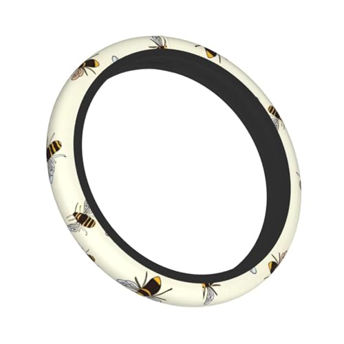 Bees Pattern Steering Wheel Cover,Warm in Winter and Cool in Summer,15 in Universal Accessory for Diverse Car Fashion Elastic Breathable Silicone Anti-Slip Decor Cover for Men Women - color: Bees Pattern