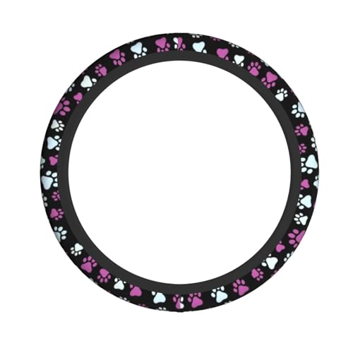 Paw Prints Steering Wheel Cover - Purple Dog Paws Steering Wheel Cover Universal 15 Inch Non-Slip Breathable Neoprene Car Accessory for Women Men Steering Wheel Protector - color: Purple Dog Paws