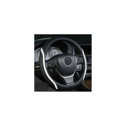 Steering Wheel Cover Black White, Carbon Fiber Car Steering Wheel Covers with Coasters Universal 14.5-15 inch Leather Microfiber Breathable Anti-Slip Steering Wheel Accessories Set - color: White, size: Medium