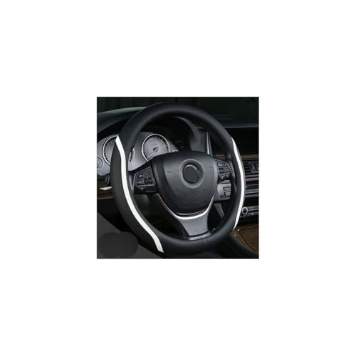 Steering Wheel Cover Black White, Carbon Fiber Car Steering Wheel Covers with Coasters Universal 14.5-15 inch Leather Microfiber Breathable Anti-Slip Steering Wheel Accessories Set - color: White, size: Medium