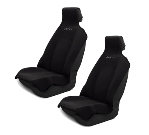 DryvaSeat - Premium Microfiber Towel Car Seat Cover - Waterproof & Sweatproof - Universal Fit, Machine Washable, Non-Slip - Seat Protector for Car, Truck, SUV, Van (Shadow Black, 2 Pack) - color: Shadow Black, size: 2 Pack