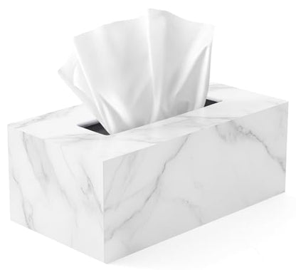 Tissue Box Cover Rectangle - Tissue Box Holder Rectangular - Compatible with Kleenex - Acrylic Marble Bathroom Accessories Decor - size: Rectangle Standard